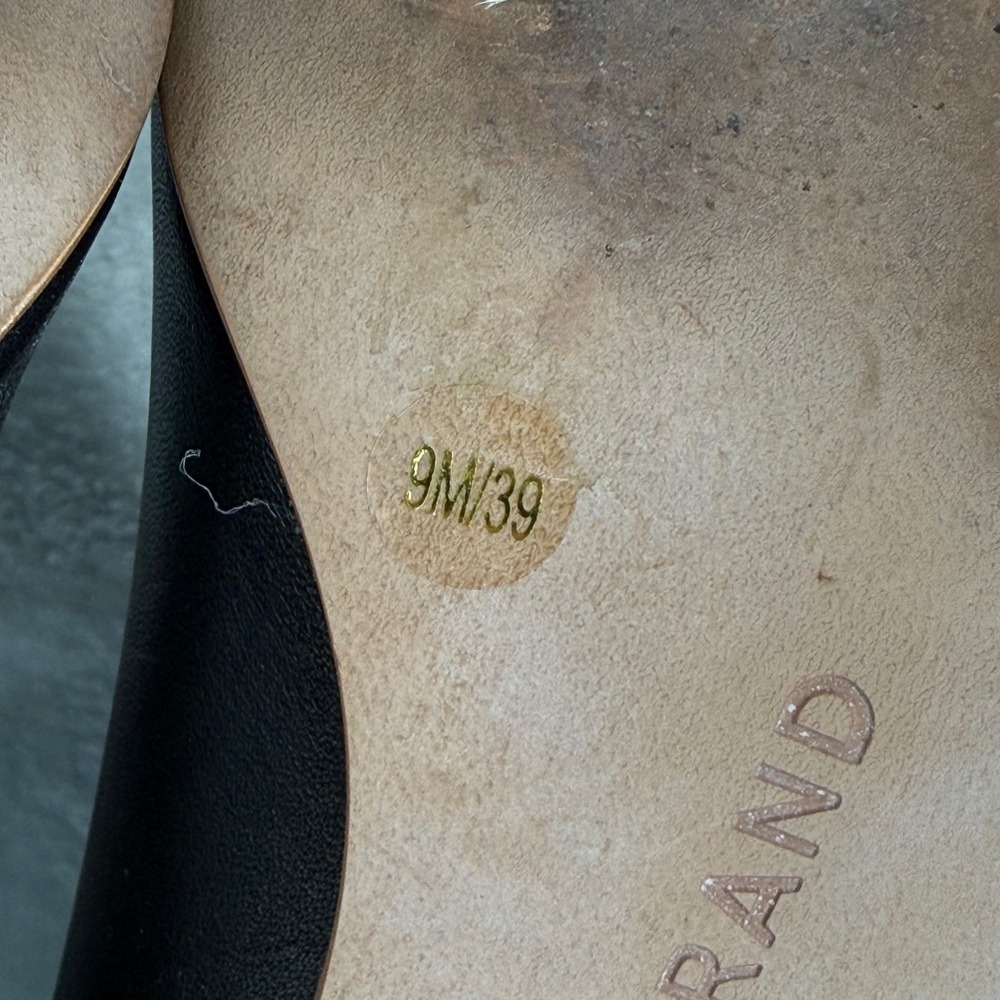 Lucky Brand Womens Black Leather Ankle Bootie Stacked Block Heel Side Zip 9 READ - Picture 10 of 12